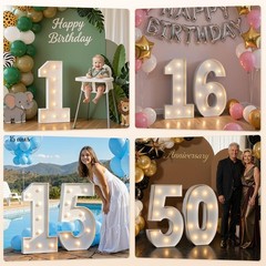 Stylish 26th Birthday Marquee Number Decor, LED Lights