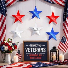 Lightweight 80 Star Cutouts – Red, Blue, Silver for Festive Decor & Crafts