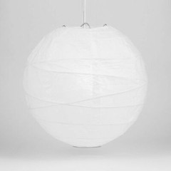 18″ White Round Paper Lantern, Crisscross Ribbing, Hanging Decoration