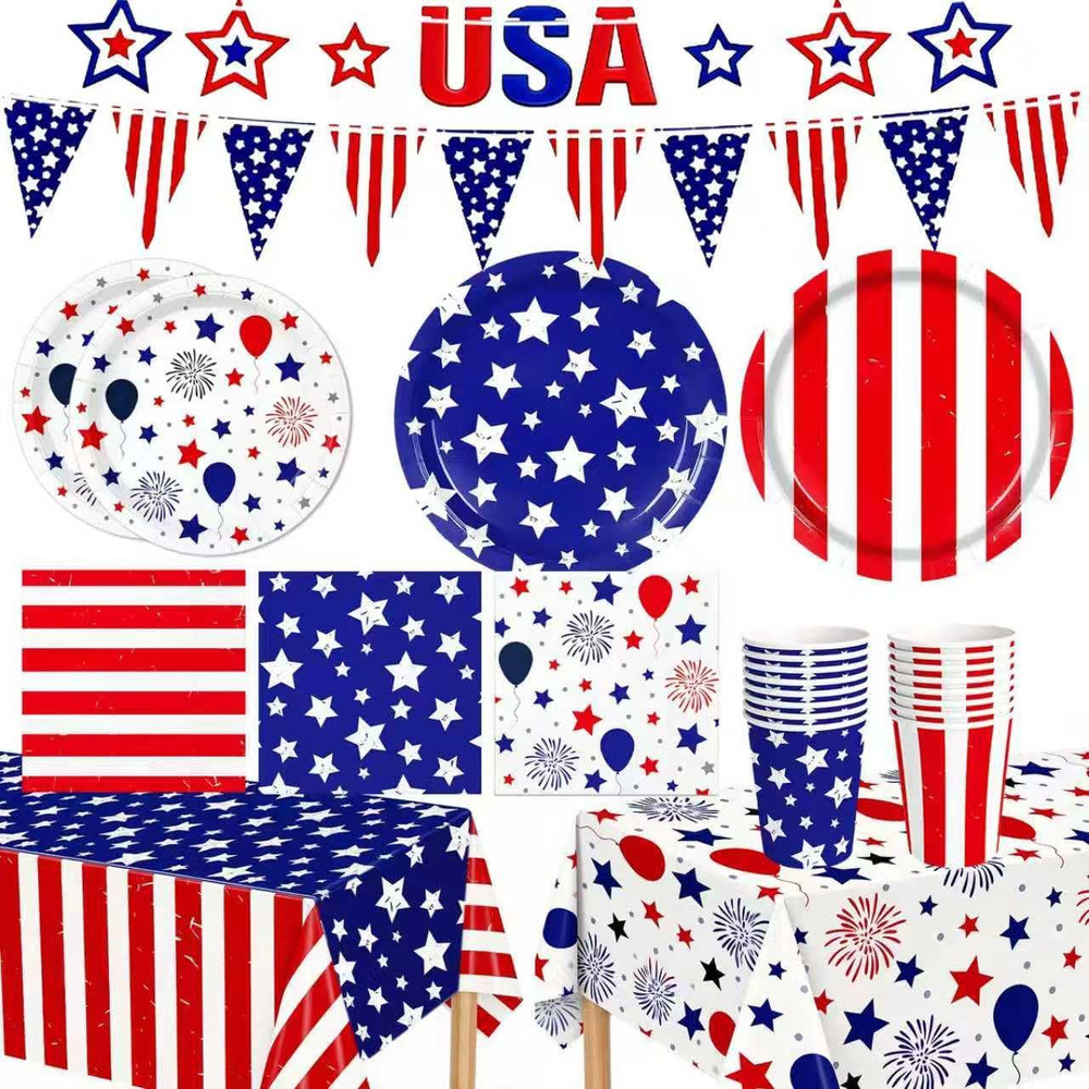 100Pcs 4Th of July Decorations,Patriotic Theme Kit for Independence & Election D