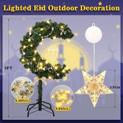 Eid Crescent Moon Tree W/ LED Lights Ramadan Decorations Islamic Holiday Decor