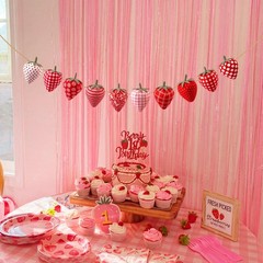 Strawberry Garland Decoration Vintage 3D Strawberries Banner Decorations Clot…