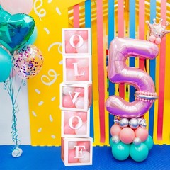 Thickened 5 PCs White Transparent Balloon Boxes with 78 Letters & Numbers for…