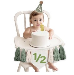 1/2 Birthday Boy Half Birthday Decorations High Chair Banner, 6 Month Tassel …