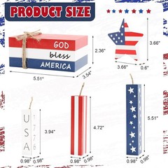 Multipurpose 4th of July Centerpiece – 7-Piece Wood Decor for Home and Office