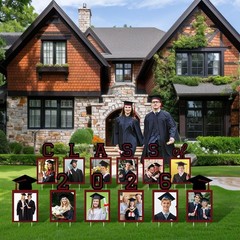 12 Pcs Graduation Yard Signs 2026 – K-12 School Photo Frames with Stakes, Maroon
