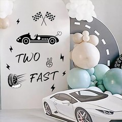 Two Fast Birthday Party Stickers for Backdrop Decal Balloon Arch Decor 2nd Bi…