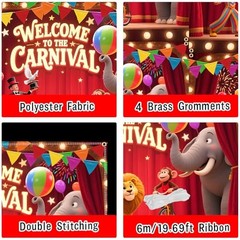 Welcome to the Carnival Banner – Large 82×60 Inch with 7x5FT Carnival Backdrop