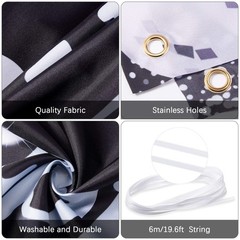 Sumind Black Silver Happy Birthday Banner Backdrop Party Decoration for Men Wome