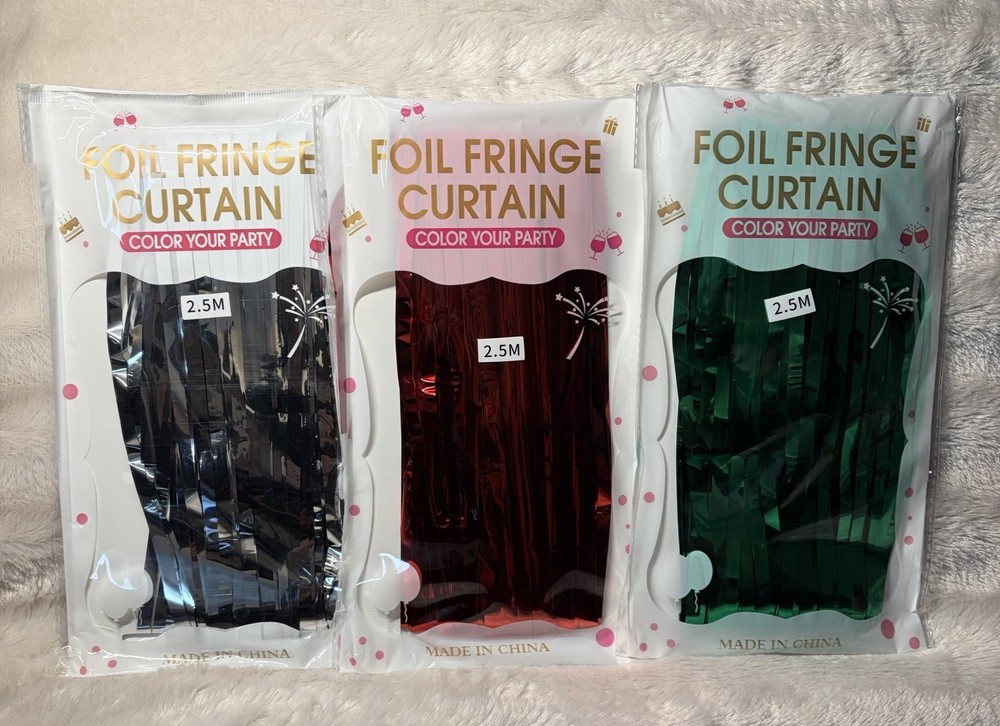 Foil Fringe Curtains Streamers Party Decorations – 3 Pack 3.2 x 8.2 ft