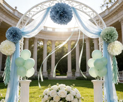 Sage-Green Dusty Blue Ivory Party-Decorations – 10-Pack Blue Green Boho Tissue P