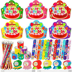 144 PCS Birthday Crowns for Kids Classroom Include 36 Colorful Birthday Paper Ha
