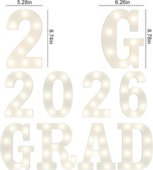 Light Up Letters Grad 2026 Warm Yellow Acrylic Indoor Graduation Decoration