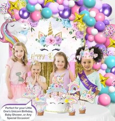 245 Pieces Unicorn Birthday Decorations for Girls Kit, All-in-1 Party Supplie…