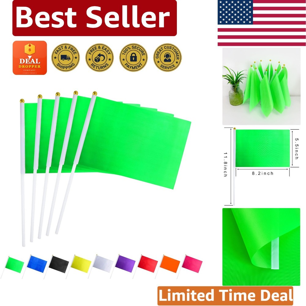 Versatile 25 Pack Mini Solid Green Flags – Perfect for Kids’ Birthdays & More
