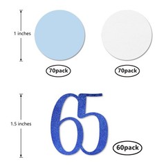 200 PCS Blue Glitter 65th Birthday Number Confetti Party Table Decor Supply