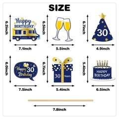 30th Birthday Photo Booth Props 34 PCS Blue Gold Party Table Decorations