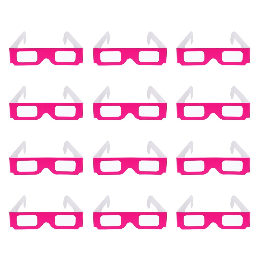 12 Pack 3D Diffraction Glasses Firework Diffraction Grating Pink