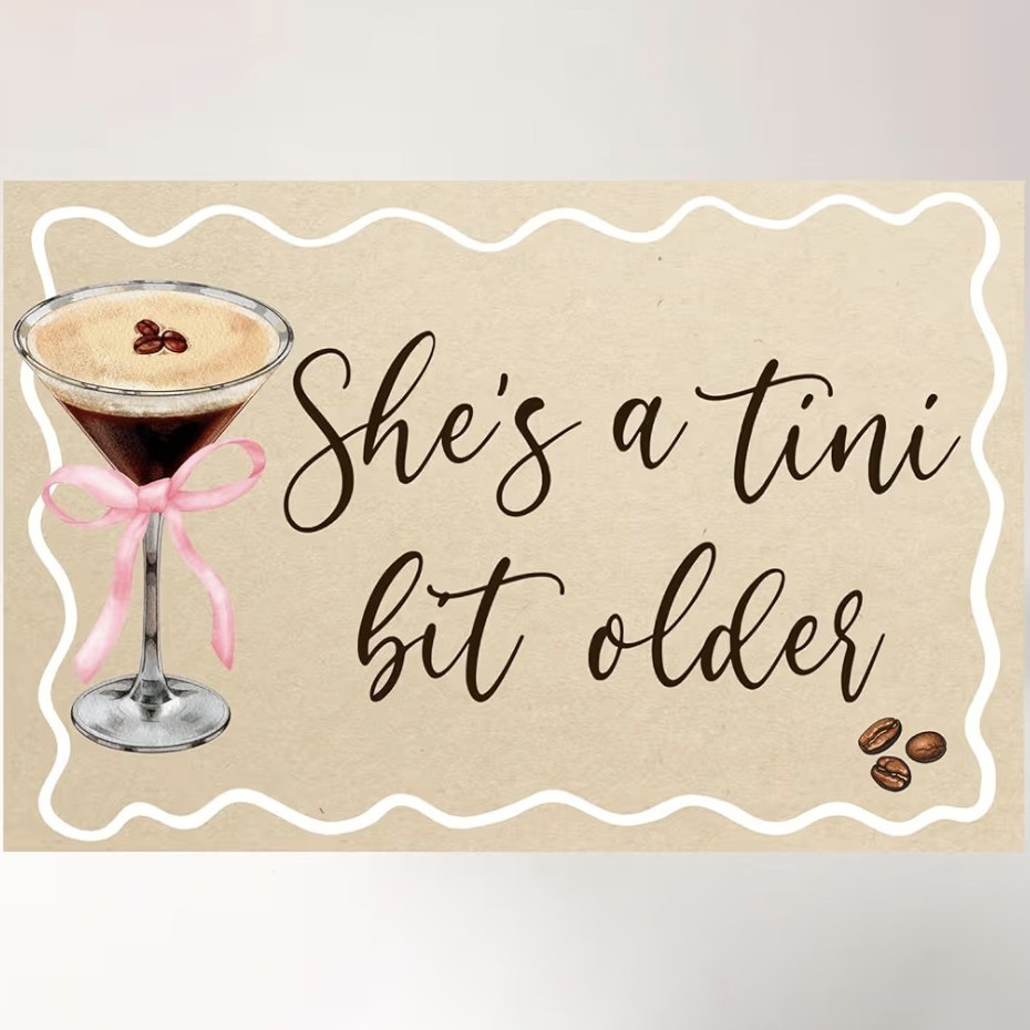 She’s a tini bit older Martini Birthday Backdrop Banner Beige Brown Pink White