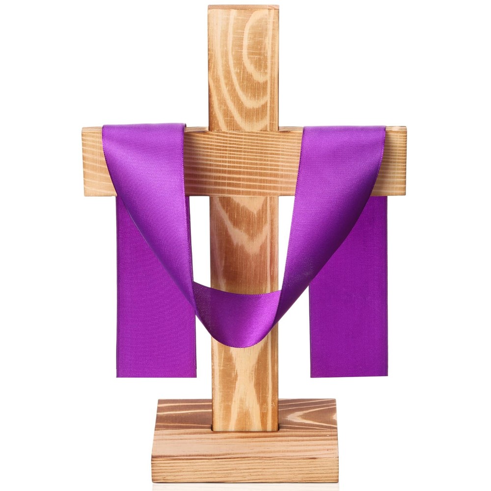 1 Pcs Rustic Pine Wood Cross Decor, 11.8″ Standing Wooden Crosses Tabletop Ce…