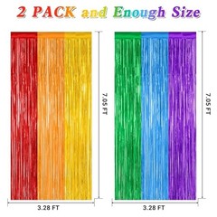 2 Pack Backdrop Curtains, 3.28 FT x 7.05 FT Colofull Party 2 PCS Rainbow