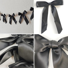 Black Bow Hanging Garlands, Satin Ribbon Bowtie Banners, 2pcs Bow Knot Party Han