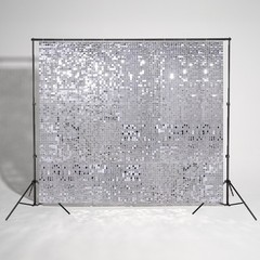 Instahibit 10x7FT Shimmer Wall Backdrop Stand 72 Pcs Sliver Panel Wedding Party