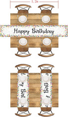 Happy Birthday Table Runner 72 Inches, White | Birthday Centerpieces, Polka Dots