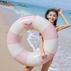 2PCS XL Stripe Pool Swim Ring with Handles Inflatable Pool Floats 45 Inch Wat…