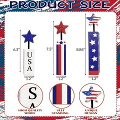 Charming 3-Piece Wooden Firework Decor – Ideal for 4th of July Celebrations