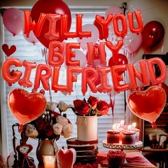 16 Inches Red ‘WILL YOU BE MY GIRLFRIEND’ Balloons Banner – Mylar Proposal Le…