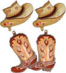 4 Pcs Western Themed Party Balloons Western Boot Balloons Cowboy Hat Balloon Wil