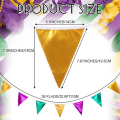 New Orleans Party Decorations Purple Green and Gold Metallic Fabric Triangle Pen