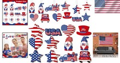 Charming 36 Pc Wooden Patriotic Ornament Set – Perfect for July 4 Celebrations