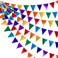 Rainbow Party Decorations Colorful Metallic Fabric Triangle Pennant Banner Flag