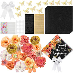 56 Pcs Graduation Grad Cap Decorations Kit DIY Glitter Card Stock Construction P