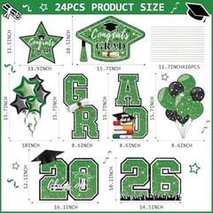 Graduation Yard Sign 2026, 8pcs Large Plastic Graduation Yard Green,Black,White