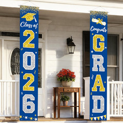 Graduation Decorations 2026, Blue and Gold Door Porch Signs, Graduation Banner C