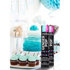 Gender Reveal Balloon Arch Kit with 6 Pink and Blue Confetti Poppers
