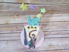 Heather Goldminc Blue Sky Happy 16 Birthday Ceramic Cake & Cat Tea Light Holder