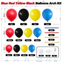 Blue Red Yellow Black Balloon Arch Kit, Blue Red Yellow Balloons Garland Arch…