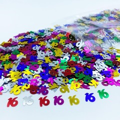 Number 16 Confetti Multicolor Birthday Anniversary Party Decoration Supplies