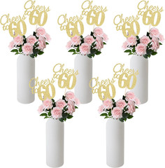 Cheers to 60, 10 Pack Double-Sided Gold Glitter 60Th Birthday Centerpieces for T