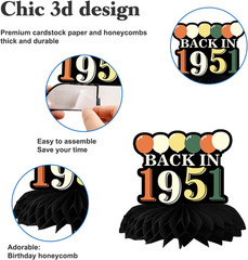 75Th Birthday Decorations for Men Women, 40 Pcs Vintage 1951 Birthday Party Deco