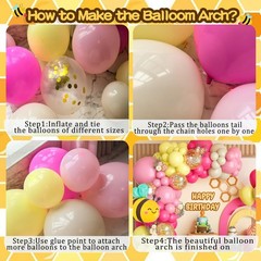 Bee Balloon Arch Kit Pink and Yellow Balloon Arch with Bee Balloons Gold Conf…