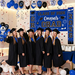 Class of 2026 Graduation Decorations Congrats Grad Party Decor Balloons Set Blue