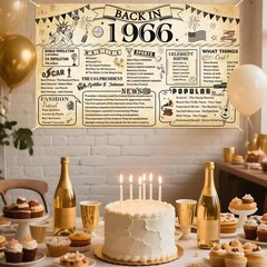 60th Birthday Decorations for Men or Women, Vintage 1966 Birthday Banner Party