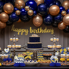Blue and Gold Birthday Decorations – 12Pcs Honeycomb Table Centerpieces, Elegant