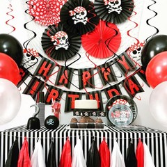 30 PCS Black Red Hanging Swirl Party Streamer Ceiling Spiral Decor