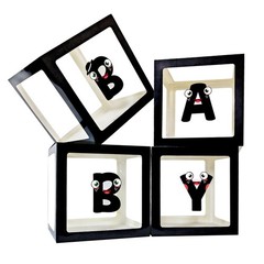 Onteftshop Baby Boxes Letters Clear Black 4pcs Party Decorations